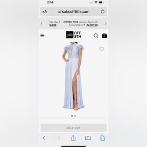 Mac Duggal Light Blue Maxi Dress with Ruffles